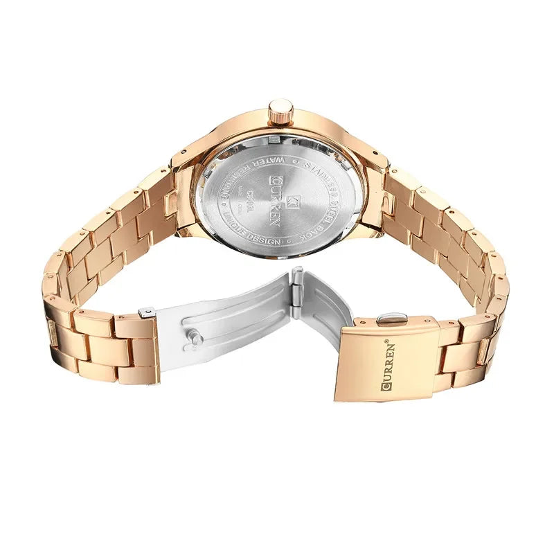 Relógio de Pulso Feminino com Pulseira de Aço Inoxidável